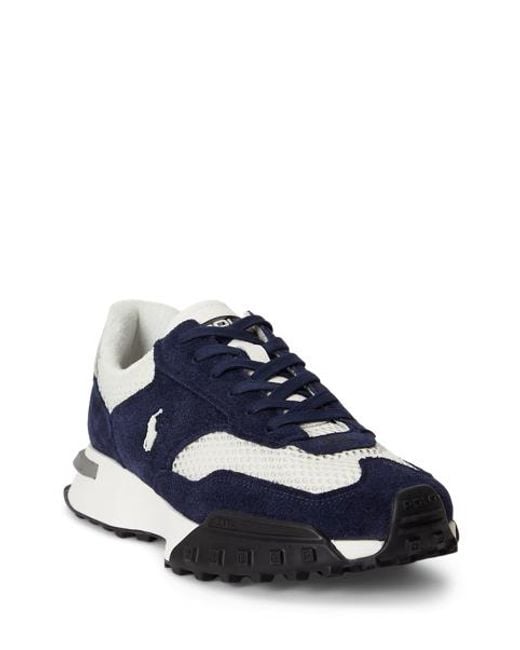 Polo Ralph Lauren Blue Eldridge Suede-Panelled Trainer for men