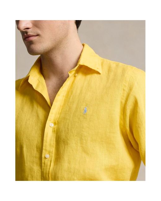 Polo Ralph Lauren Slim Fit Linnen Overhemd in het Yellow voor heren