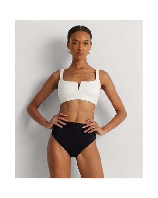 Lauren by Ralph Lauren Brown Banded High-waisted Bikini Bottom