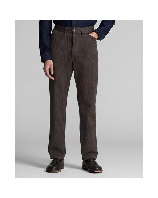 RRL Brown Striped Jaspe Twill Field Trouser for men