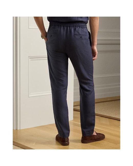 Ralph Lauren Blue Hand-Tailored Silk-Linen Trouser for men