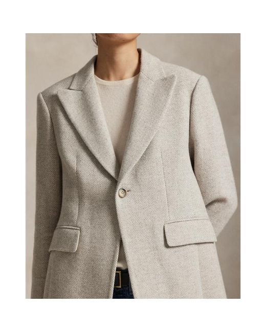 Polo Ralph Lauren Natural Wool-Blend Herringbone Coat