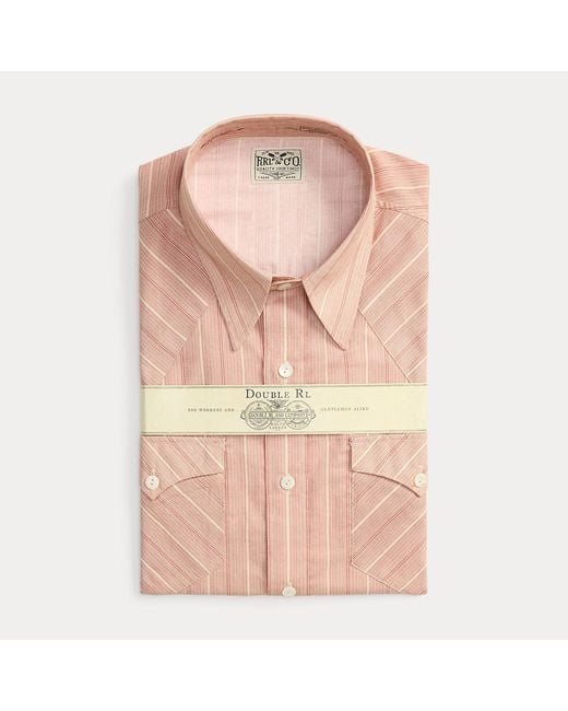 RRL Pink Slim Fit Stripe-Print Western Shirt for men