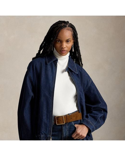 Polo Ralph Lauren Blue Denim Bubble Zip Jacket