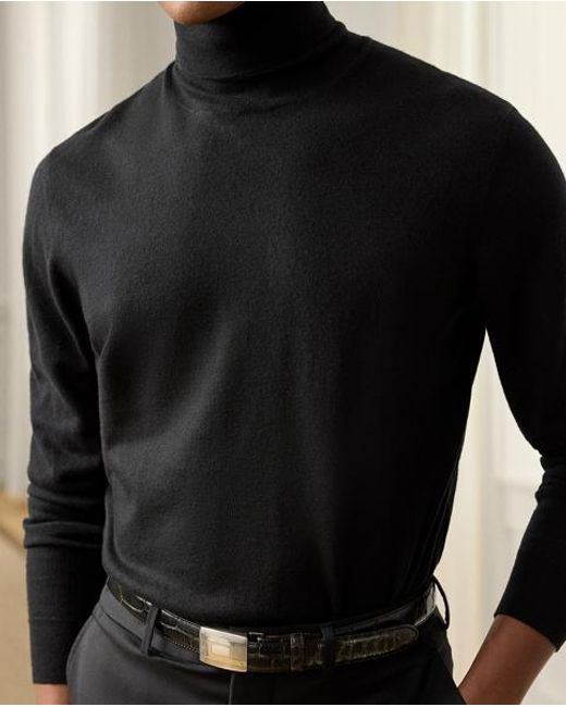 Ralph Lauren Black Cashmere Roll Neck Jumper for men