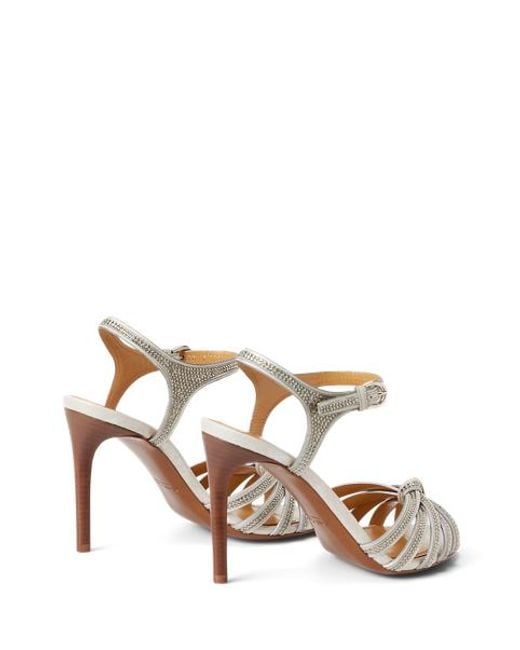 Ralph Lauren White Verzierte Sandale Kieran Aus Wildleder