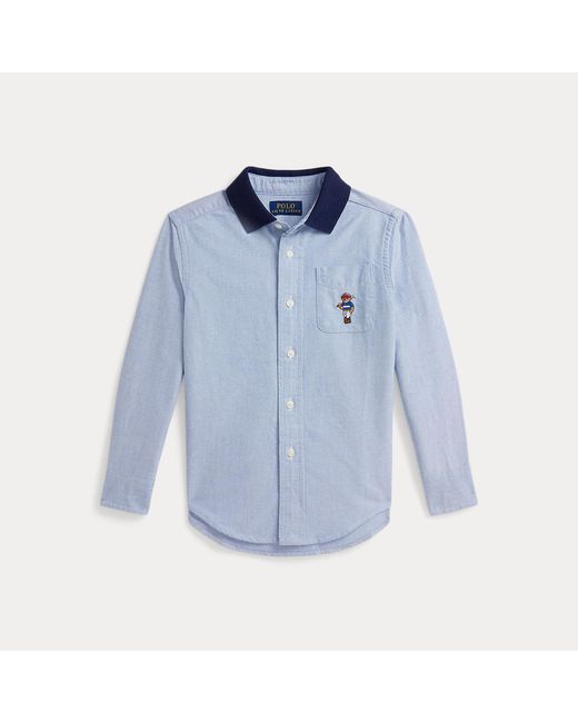 Polo Ralph Lauren Blue Ralph Lauren Boy's Polo Bear Oxford Knit-Collar Shirt for men