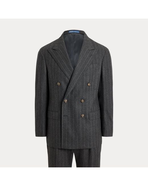 Polo Ralph Lauren Black Polo Tailored Fit Chalk-Stripe Wool Suit for men