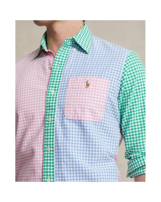 Camicia patchwork Oxford Classic-Fit di Polo Ralph Lauren in Blue da Uomo