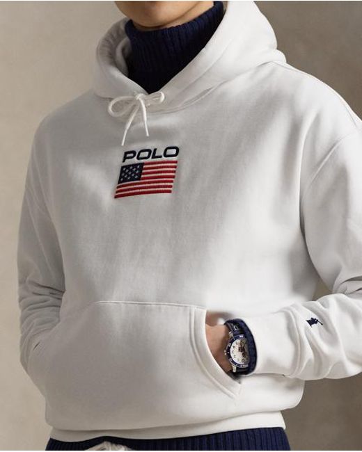 Polo Ralph Lauren White Flag Fleece Hoodie for men