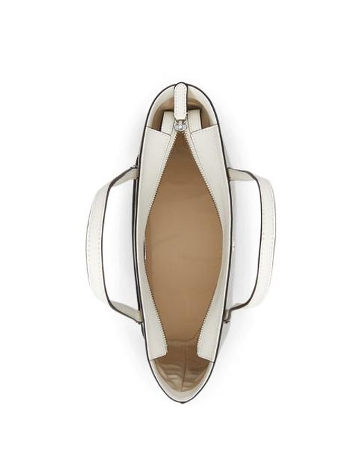 Ralph Lauren White Schraffierte Ledertragetasche Karly