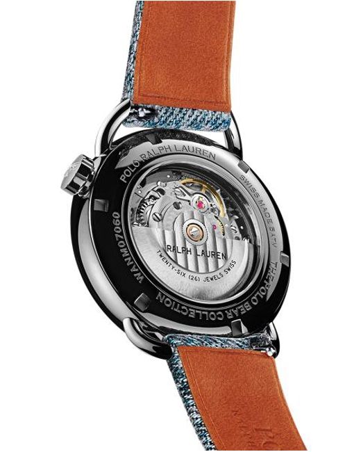 Polo Ralph Lauren 42 Mm Stalen Horloge Met Denim Polo Bear in het Metallic voor heren