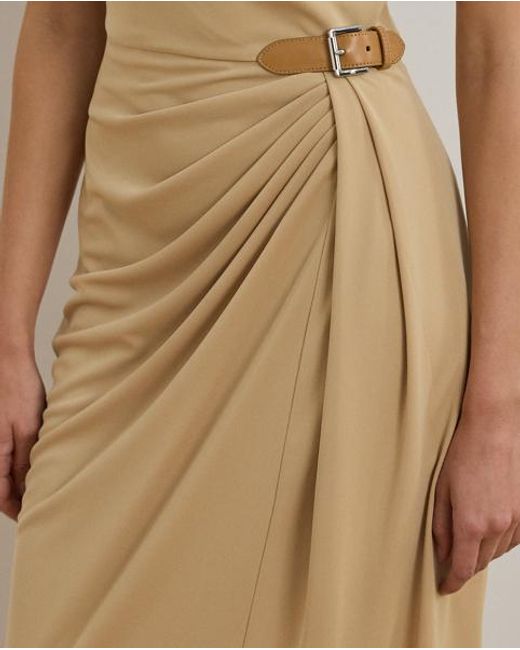 Ralph Lauren Natural Buckle-Trim Jersey Boatneck Dress