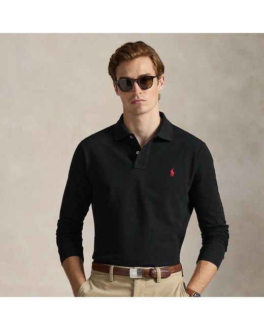 Polo Ralph Lauren Black Custom Slim Fit Mesh Polo Shirt for men
