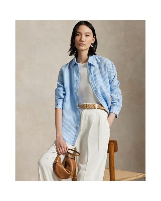 Camicia in lino Oversize-Fit di Polo Ralph Lauren in Blue