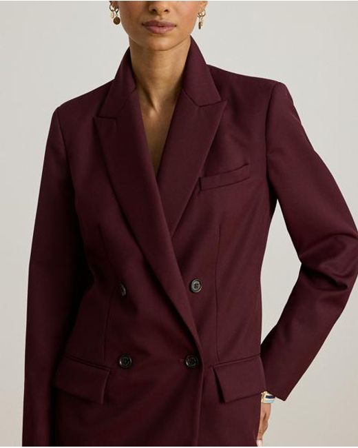Ralph Lauren Brown Double-Breasted Wool-Blend Twill Blazer