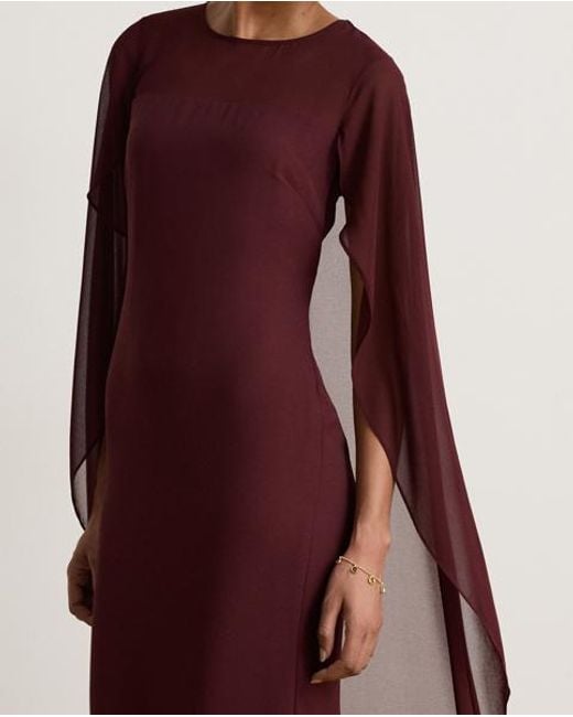 Ralph Lauren Red Cape Georgette Gown