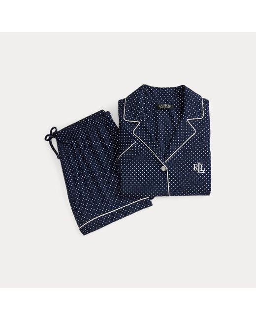 Ralph Lauren Polkadot Slaapset Met Boxershort in het Blue