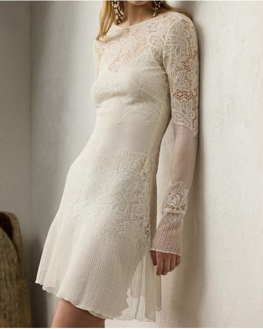 Robe-Pull En Soie Et Dentelle Ralph Lauren en coloris Natural