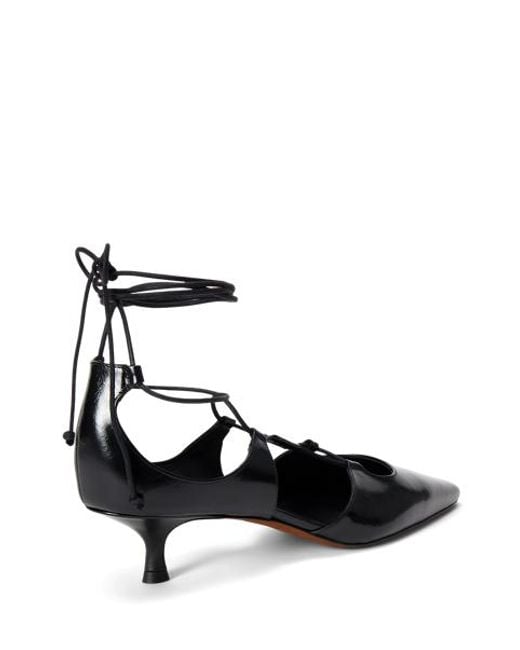 Polo Ralph Lauren Black Calfskin Lace-Up Kitten Heel