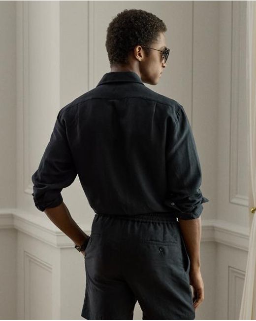 Ralph Lauren Zijde-Linnen Overhemd in het Black voor heren