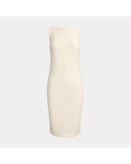 Ralph Lauren Natural Lace Sleeveless Cocktail Dress