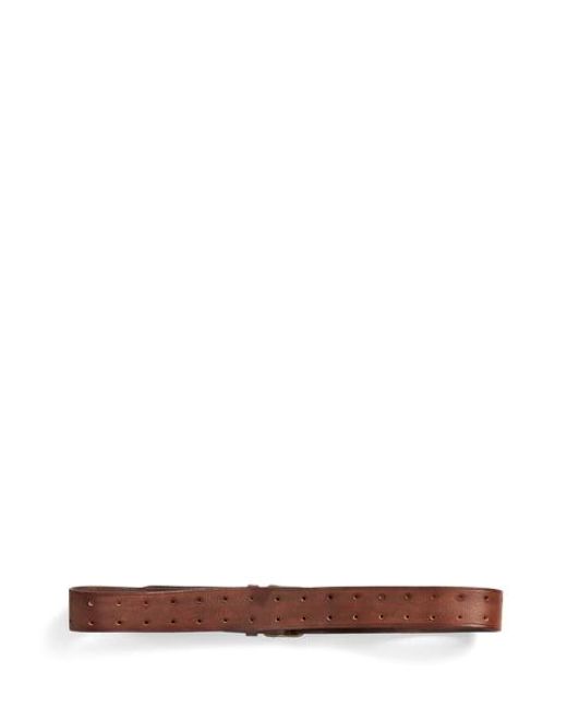 RRL Brown Leather Double-prong Belt for men