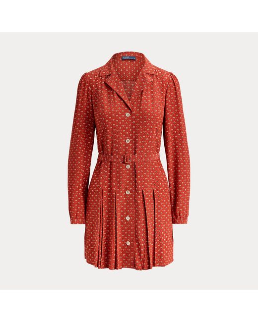 Polo Ralph Lauren Red Silk Mini Shirtdress