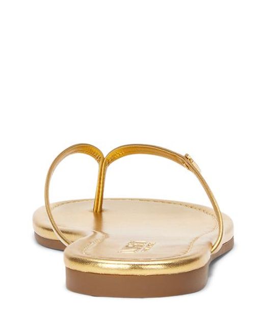 Ralph Lauren Natural Raquel Metallic Leather Flip-Flop