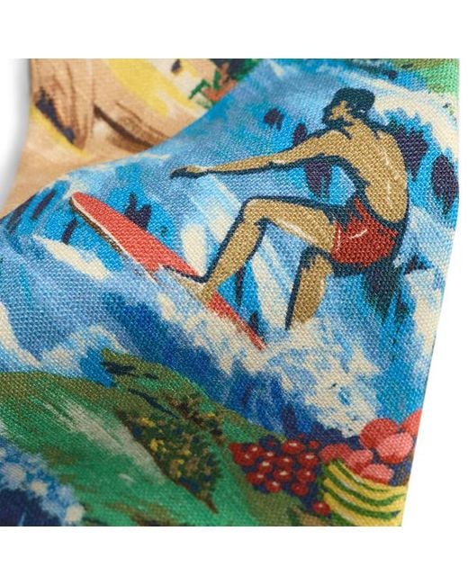 Ralph Lauren Blue Patchwork-Print Silk Tie for men
