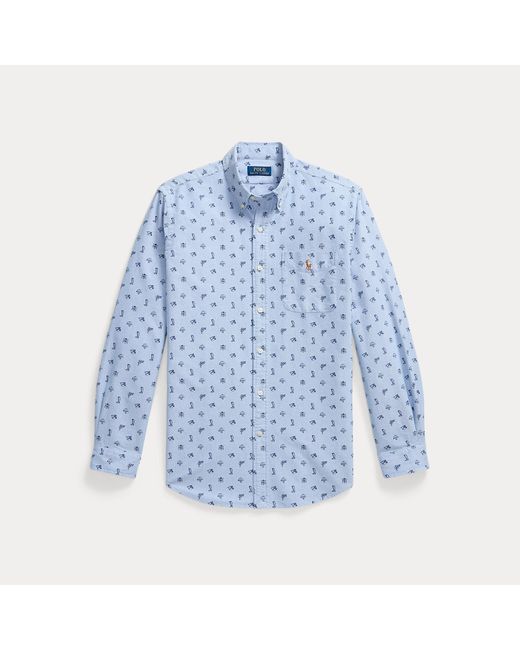 Polo Ralph Lauren Blue Custom Fit Equestrian Oxford Shirt for men