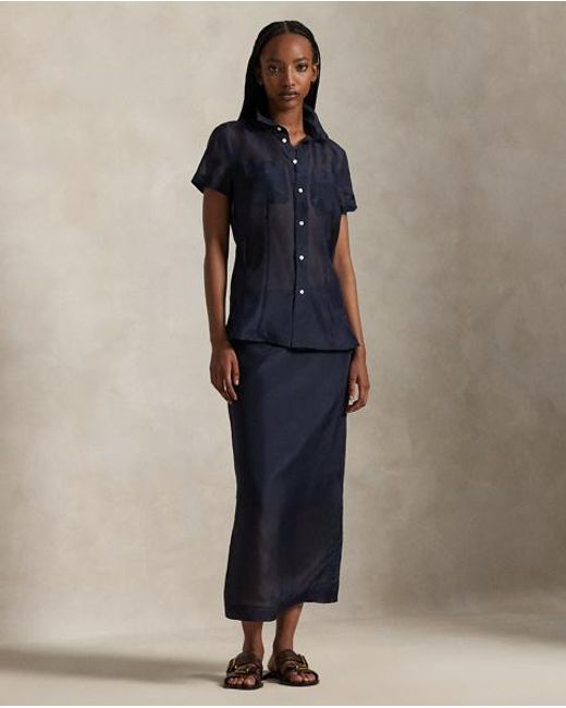Polo Ralph Lauren Blue Silk Organza Shirt