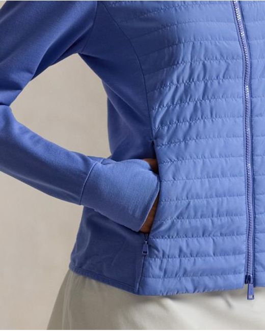 Ralph Lauren Blue Hybrid French Terry-Quilted Zip Jacket