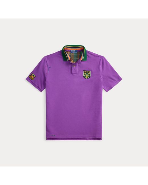 Polo Ralph Lauren Purple Classic Fit Mesh Graphic Polo Shirt for men