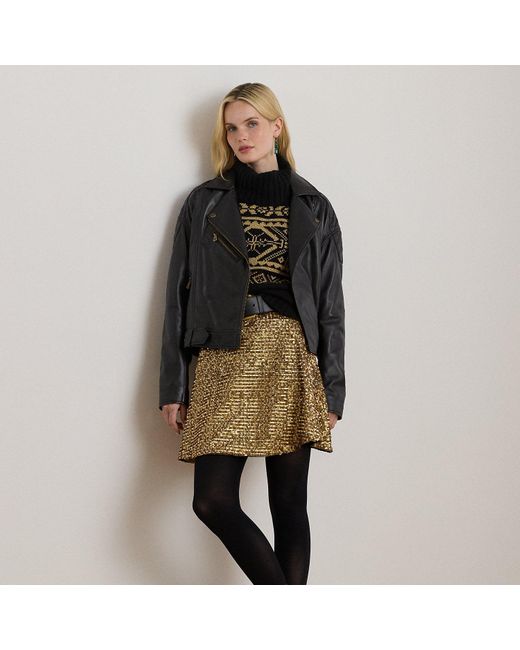 Ralph Lauren Mesh A-Lijn Minirok Met Pailletten in het Brown