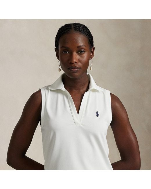 Ralph Lauren White Tailored Fit Sleeveless Polo Shirt