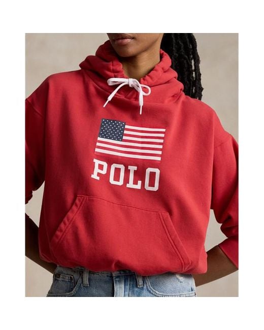 Sudadera de felpa con capucha y logotipo Polo Ralph Lauren de color Red