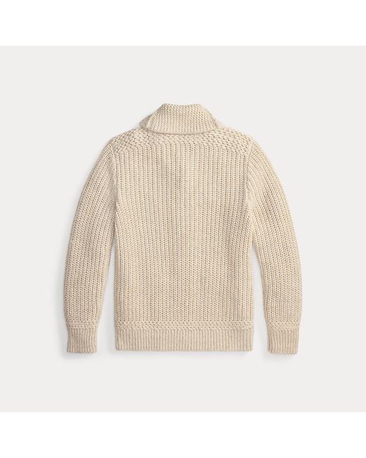 RRL Natural Cotton-Linen Shawl-Collar Cardigan for men