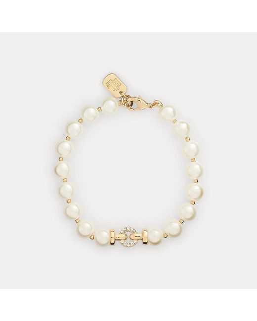 Ralph Lauren Metallic Pavé-Plated Faux-Pearl Bracelet