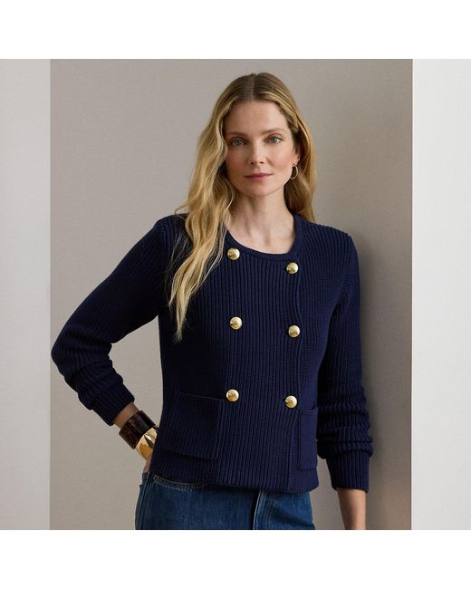 Ralph Lauren Blue Double-Breasted Cotton Jumper Jacket