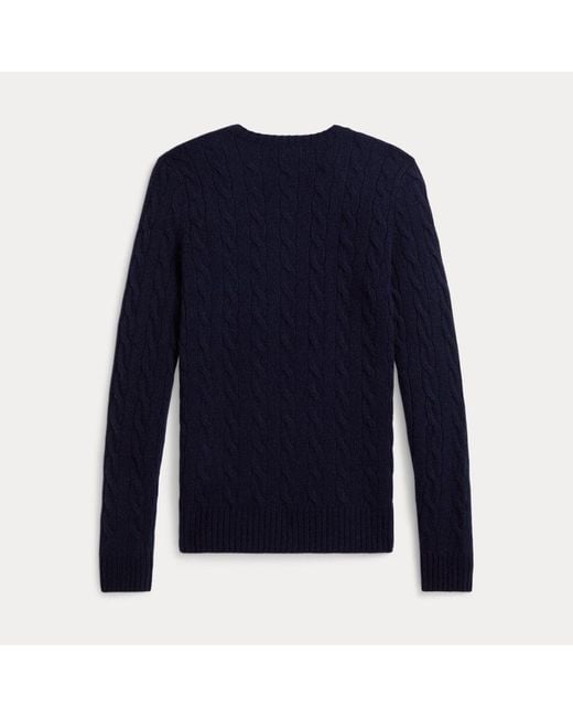 Polo Ralph Lauren Wol-Kasjmier Kabeltrui Met Ronde Hals in het Blue