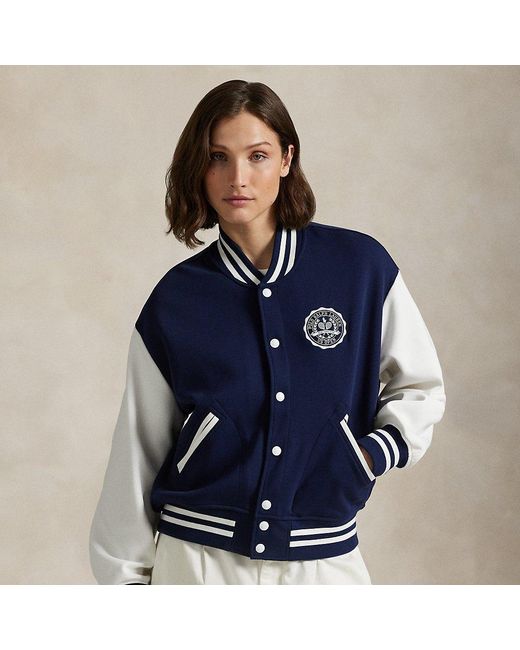 Polo Ralph Lauren Women's Blue Us Open Double-Knit Baseball Jacket