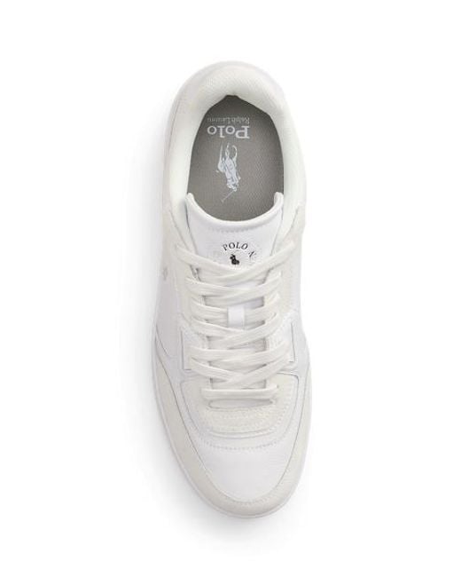 Polo Ralph Lauren White Open Masters Leather-Suede Sneaker for men