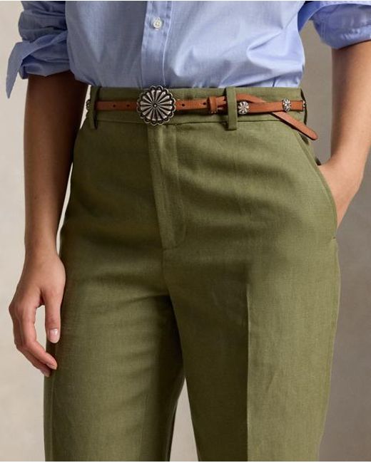 Polo Ralph Lauren Green Hemp-Linen Relaxed Straight Trouser
