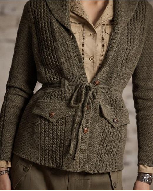 RRL Green Strickjacke Mit Schalkragen