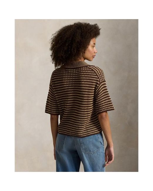 Polo Ralph Lauren Black Striped Knit Cotton Polo Shirt