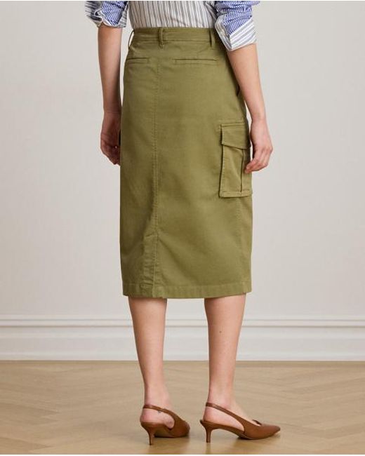 Ralph Lauren Green Stretch Chino Cargo Pencil Skirt