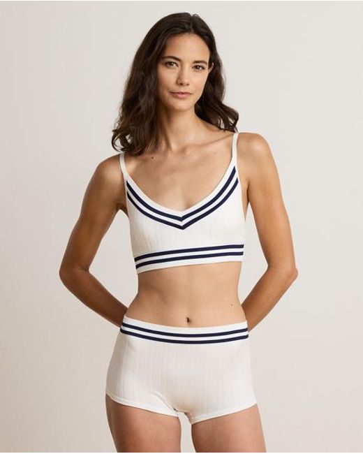Ralph Lauren White Cricket Cable V-Neck Wireless Bra