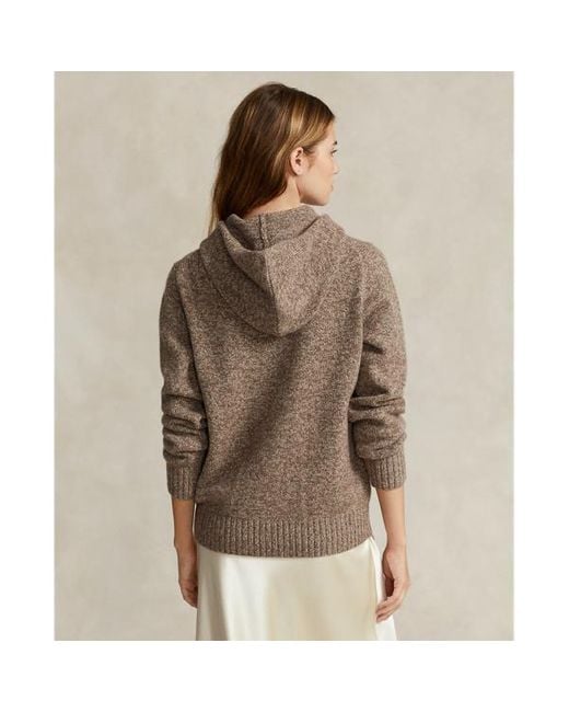 Pullover Polo Bear in lana e cashmere con cappuccio di Polo Ralph Lauren in Brown