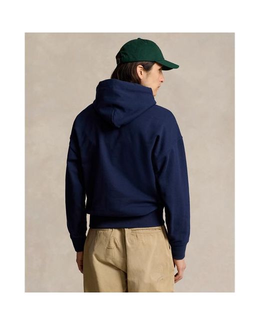 Polo Ralph Lauren Blue Relaxed Fit Logo Fleece Hoodie for men